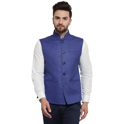 Treemoda Navy Blue Nehru jacket For Men Stylish Latest Design Suitable for Ethnic Wear/Wedding Wear/ Formal Wear/Casual Wear-S-36 / Navy Blue