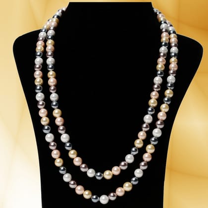 Imeora Multicolor 8mm Double Line Shell Pearl Necklace