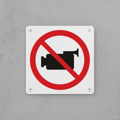 No Video Recording Sign-Icons Only / Small i.e. 200mm × 200mm × 5mm / Sign with holes