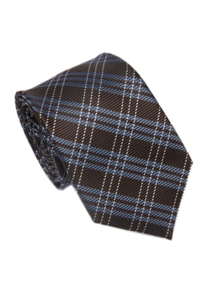 Men's Striped Formal Necktie - Dark Brown-Free / Dark Brown