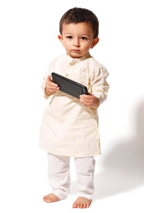 Off-White Cotton Kurta Pyjama Set-6-9M