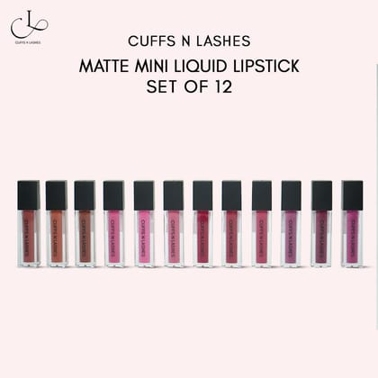 Cuffs N Lashes Matte Mini Liquid Lipstick (Set of 12)