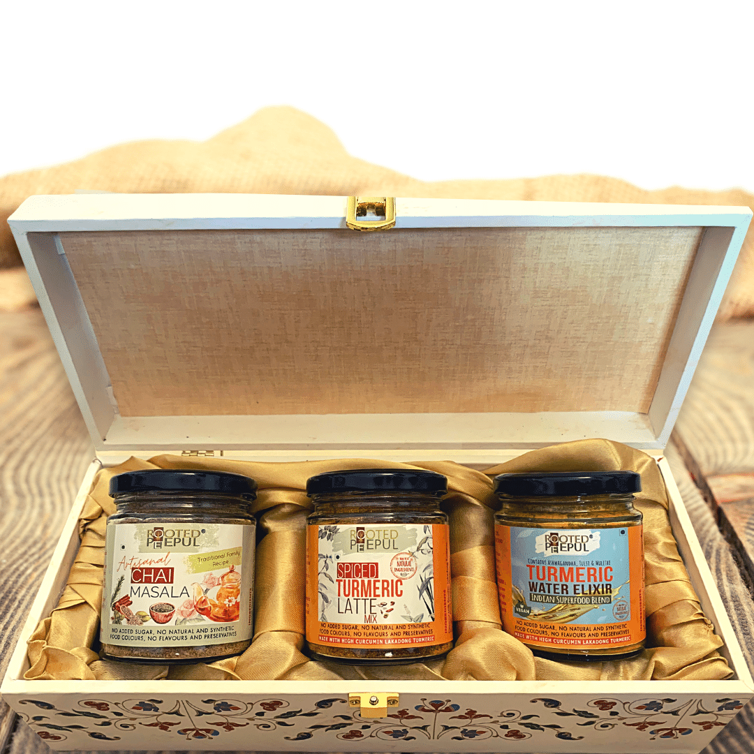 Gift Box- Turrmeric Latte, Artisanal Chai Masala, Turmeric Elixir