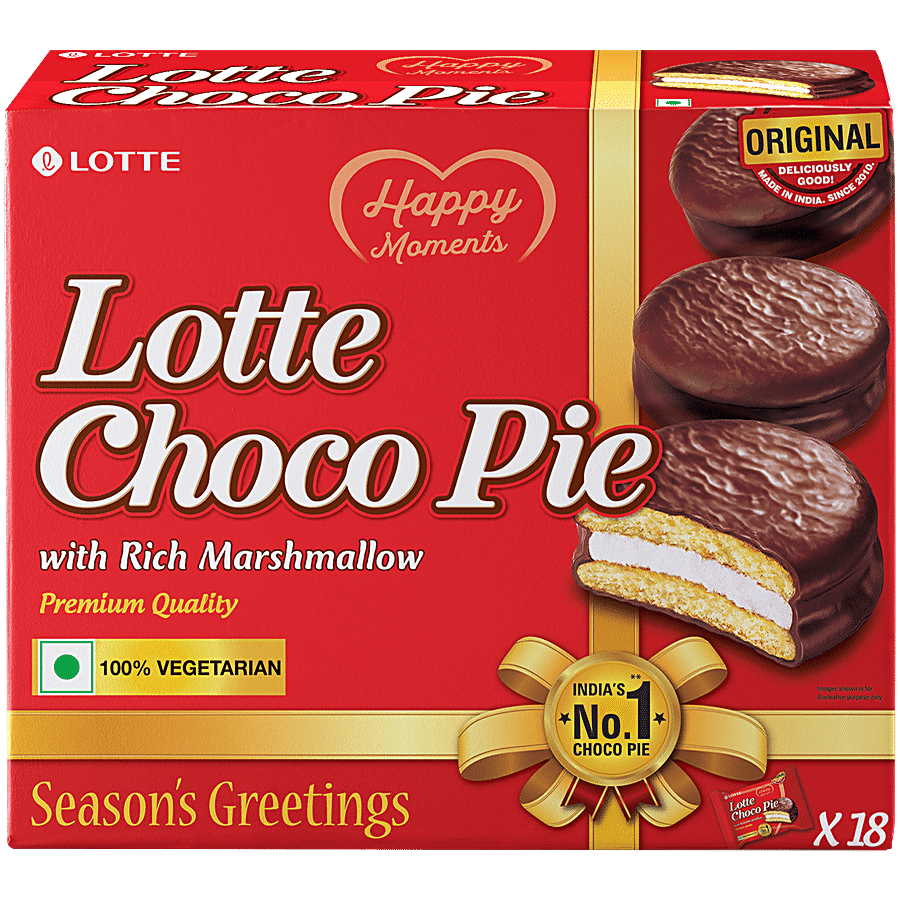 Lotte Choco Pie - Original, With Rich Marshmallow, 28 g (Pack of 18)