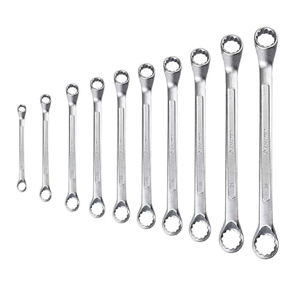 Eastman Bi-Hexagonal Ring Spanners - Shallow Offset - Crv Set Of 10 Pcs, Kit-07-100SD,Automotive Spanner Kit Chrome Vanadium Steel, Chrome Plated Ideal For Mechanical Work and Automotive Work (E-2007)
