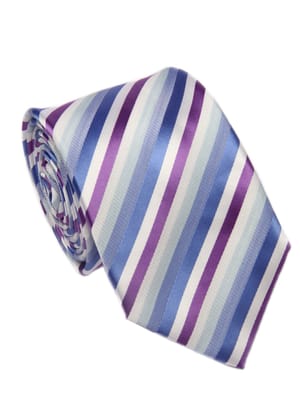 Men's Striped Formal Necktie - Blue & White-Free / Blue & White