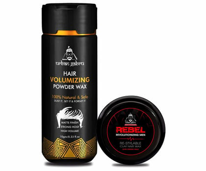 Urbangabru Hair Volumizing Powder Wax 10 GM  Rebel Hair Wax 85 Gram- Hair Styling Combo Kit-Urbangabru Hair Volumizing Powder Wax (10 GM) & Rebel Hair Wax (85 Gram)- Hair Styling Combo Kit