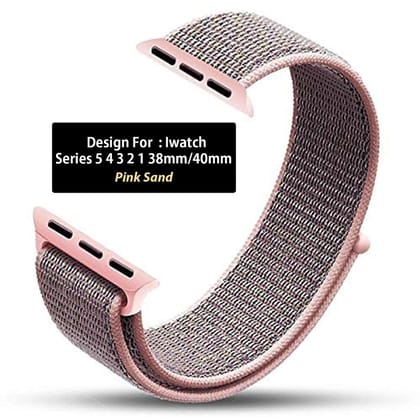 Nylon Velcro Sport Loop Straps for Apple Watch  38mm | 40mm | 41mm-Pink Sand
