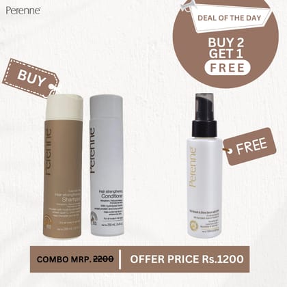 Buy Combo of Perenne Sulphate Free Hair Strengthening Shampoo (250ml) & Hair Strengthening Conditioner (250ml) and Get FREE Hair Smooth and Shine Serum (100ml)