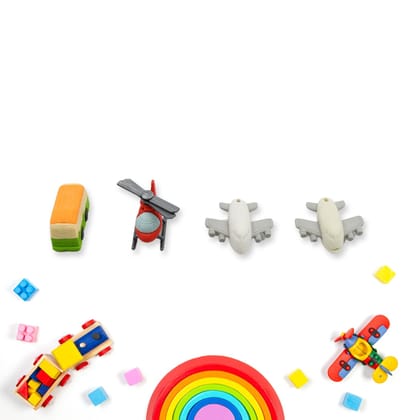 4567  Vehicle Pattern Eraser School Stationery Use Eraser (4 Pc Set)