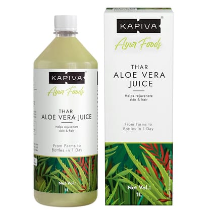 Kapiva Thar Aloe Vera Juice Rejuvenates Skin  Hair 1 L Unflavoured-Kapiva Thar Aloe Vera Juice (Rejuvenates Skin & Hair), 1 L, Unflavoured