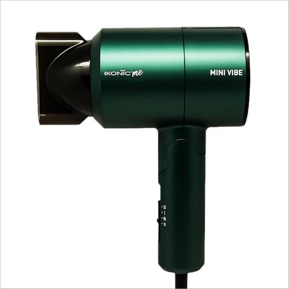 Ikonic Mini Vibe Hair Dryer 1200W with Two Speed Setting Cool Shot Feauture Overheat Protection System Low Noise Function Foldable Compact Design Travel Friendly Glossy Finish Look, All Hair Type