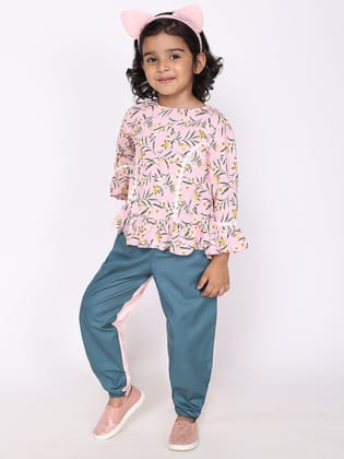 Sonia Pink Top & Green Pink Joggers Set-4-5 Years / Pink & Green