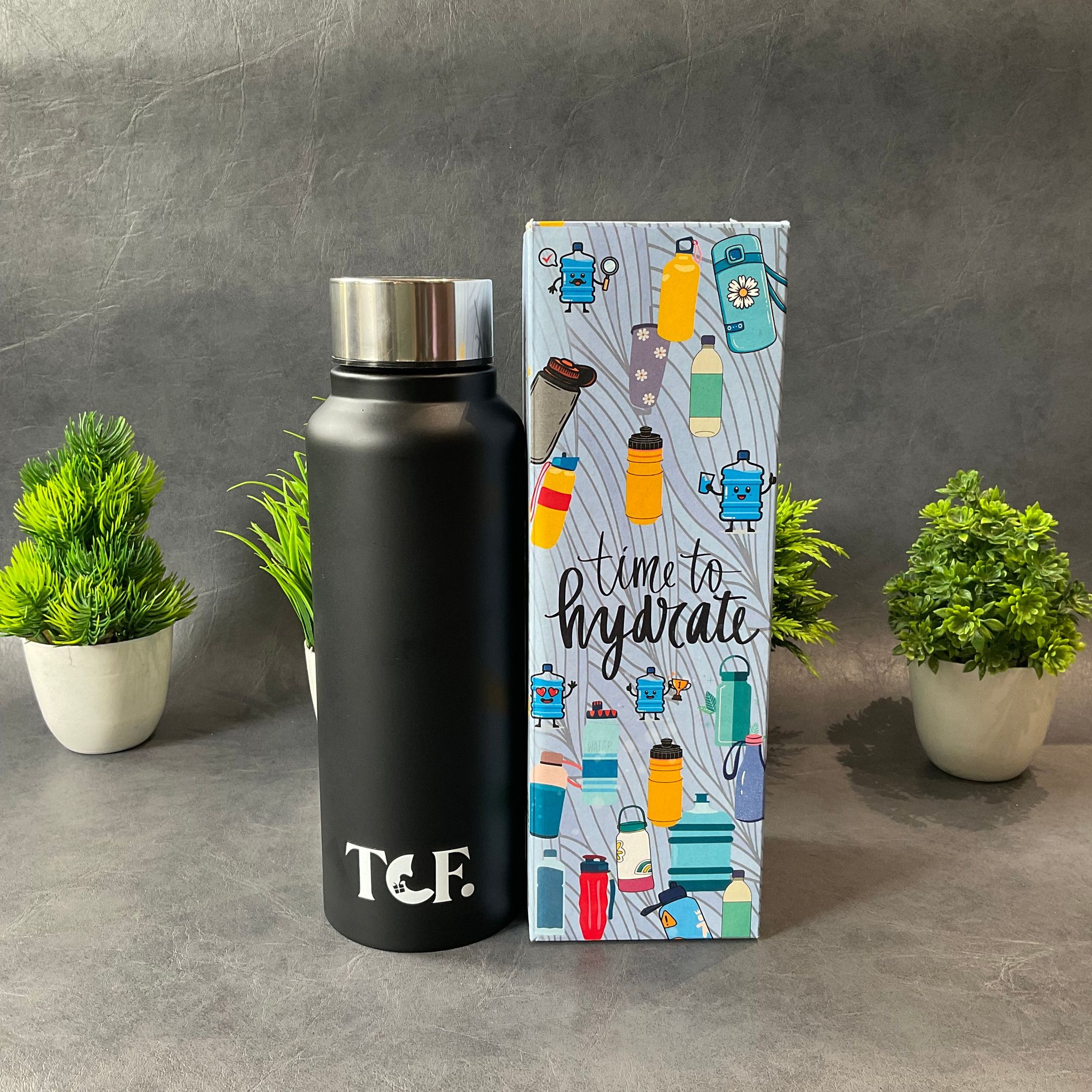 Black Personalized Bottle 750ml-Cardboard Box