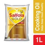 Saffola Gold Refined Cooking Oil, Blended Rice Bran & Sunflower Oil, Helps Keeps Heart Healthy, 1 L Pouch