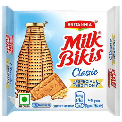Britannia Milk Bikis Classic Biscuit - Zero Trans Fat, 57.5 g Pouch
