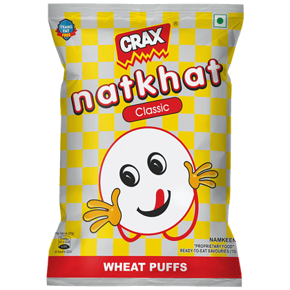 Crax Natkhat Classic Wheat Puffs Namkeen - Ready To Eat Savouries, 63 G