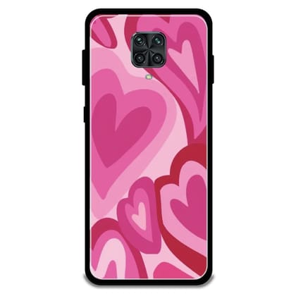 Pink Mini Hearts  - Glossy Metal Silicone Case For Redmi Models-Redmi Note 9 Pro