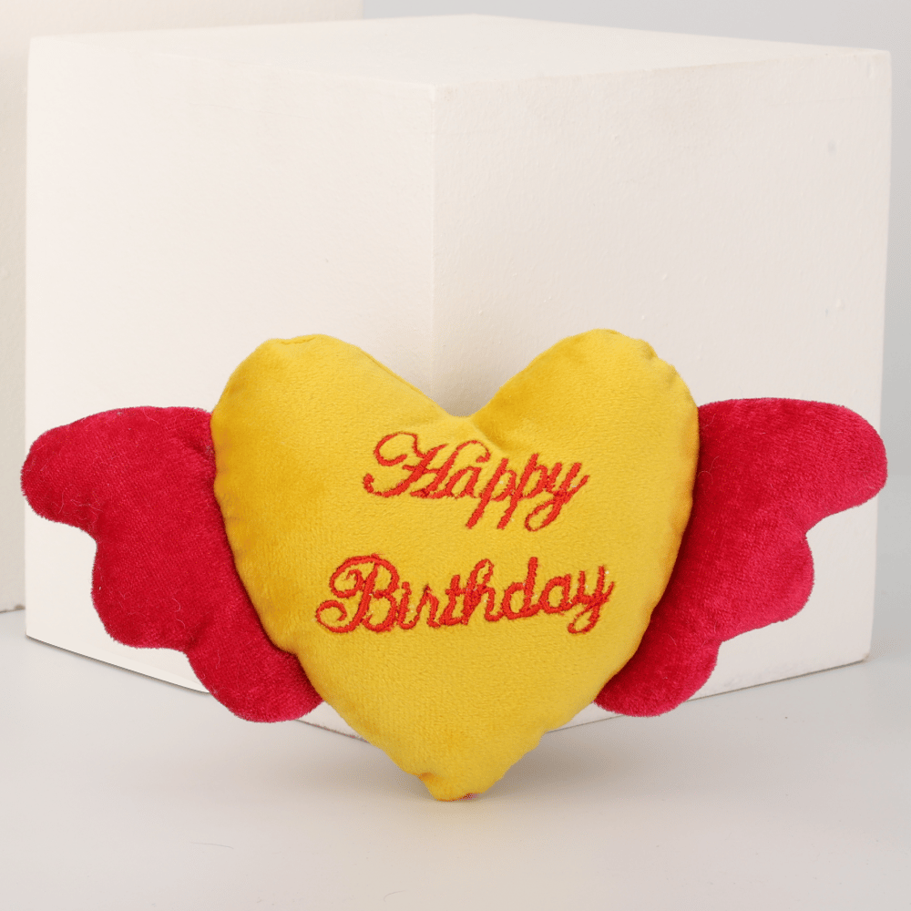 Skatrs Birthday Heart Plush Toy for Dogs and Cats-Skatrs Birthday Heart Plush Toy for Dogs and Cats - 22cm