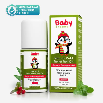 BabyOrgano Natural Cold Relief Roll On | Made with Organic Essential Oils |  Gives relief from Blocked Nose, Cold, Cough & Congestion| No Side Effects