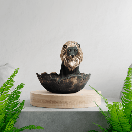 Golden Crest Lion Decor Bowl