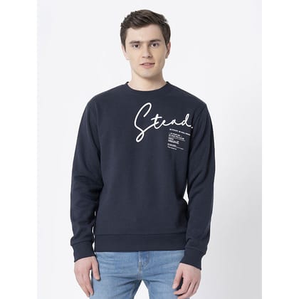 RedTape Comfy Navy Round Neck Sweatshirt For Men | Full Sleeve and Graphic Print