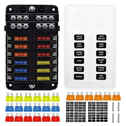 WUPP CS-1469B1 Heat Resistance Car Boat Fuse Box Holder with 6 / 12-Way Blade Fuse Holder Block Distribution Panel Board