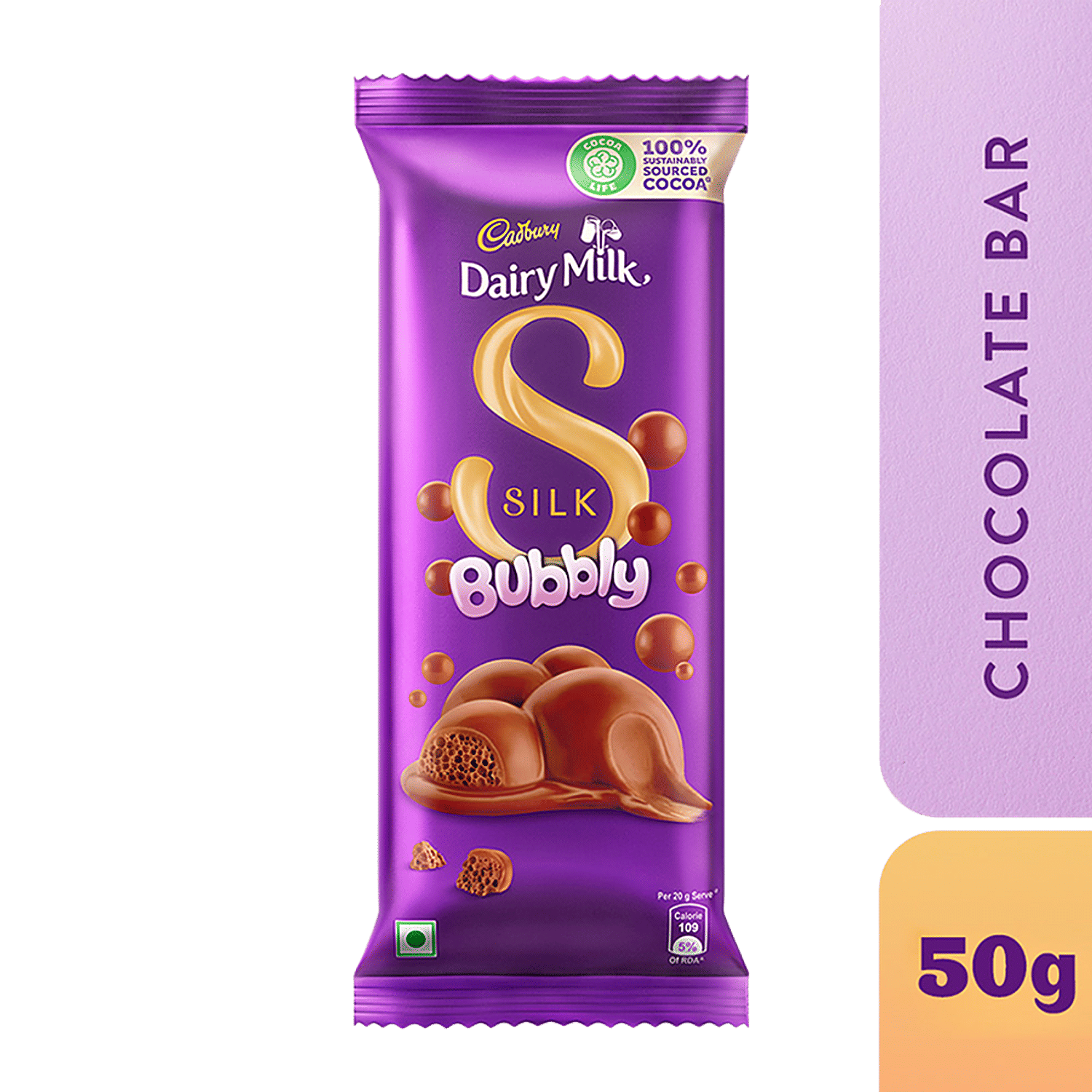 Cadbury Dairy Milk Silk Bubbly Chocolate Bar, 50 G