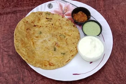 2 Aloo Pyaaz Paratha With Dahi