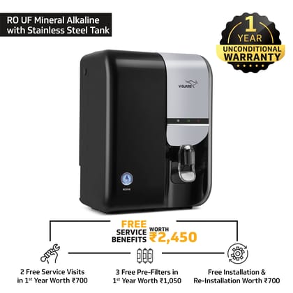 Rejive RO UF Water Purifier with Mineral and Alkaline Health Charger and Stainless Steel Tank, 8 Stage Purification, Suitable for Water with TDS up to 2000 ppm