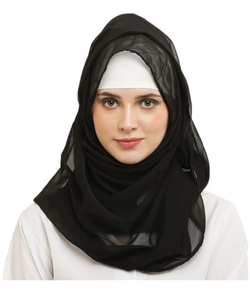 Evelia Black Georgette Stitched Hijab - Single - Free Size