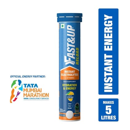 Fast  Up Reload electrolyte energy and hydration - sports drink - 20 effervescent tablets - Mango flavour-Fast & Up Reload electrolyte energy and hydration - sports drink - 20 effervescent tablet