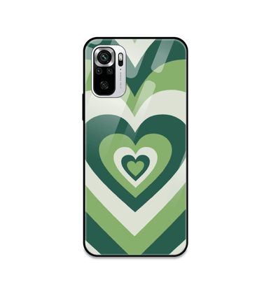 Green Hearts - Glass Case For Redmi Models-Redmi Note 9