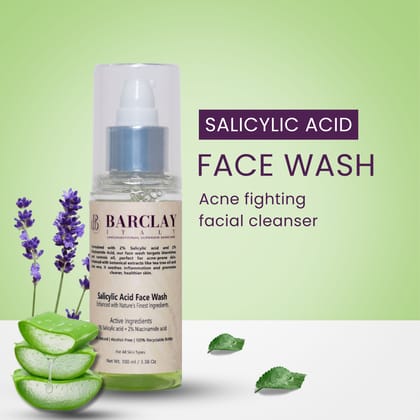 Salicylic Acid Face Wash: 2% Salicylic Acid and 2% Niacinamide – 100% Natural, Alcohol-Free, Sulfate-Free, Vegan, and Herbal & plant-based fragnance.