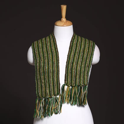 Green - Kumaun Hand-knitted Woolen Muffler (47 in)