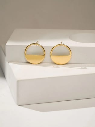 Cut out Half Moon Stud Brass Earring