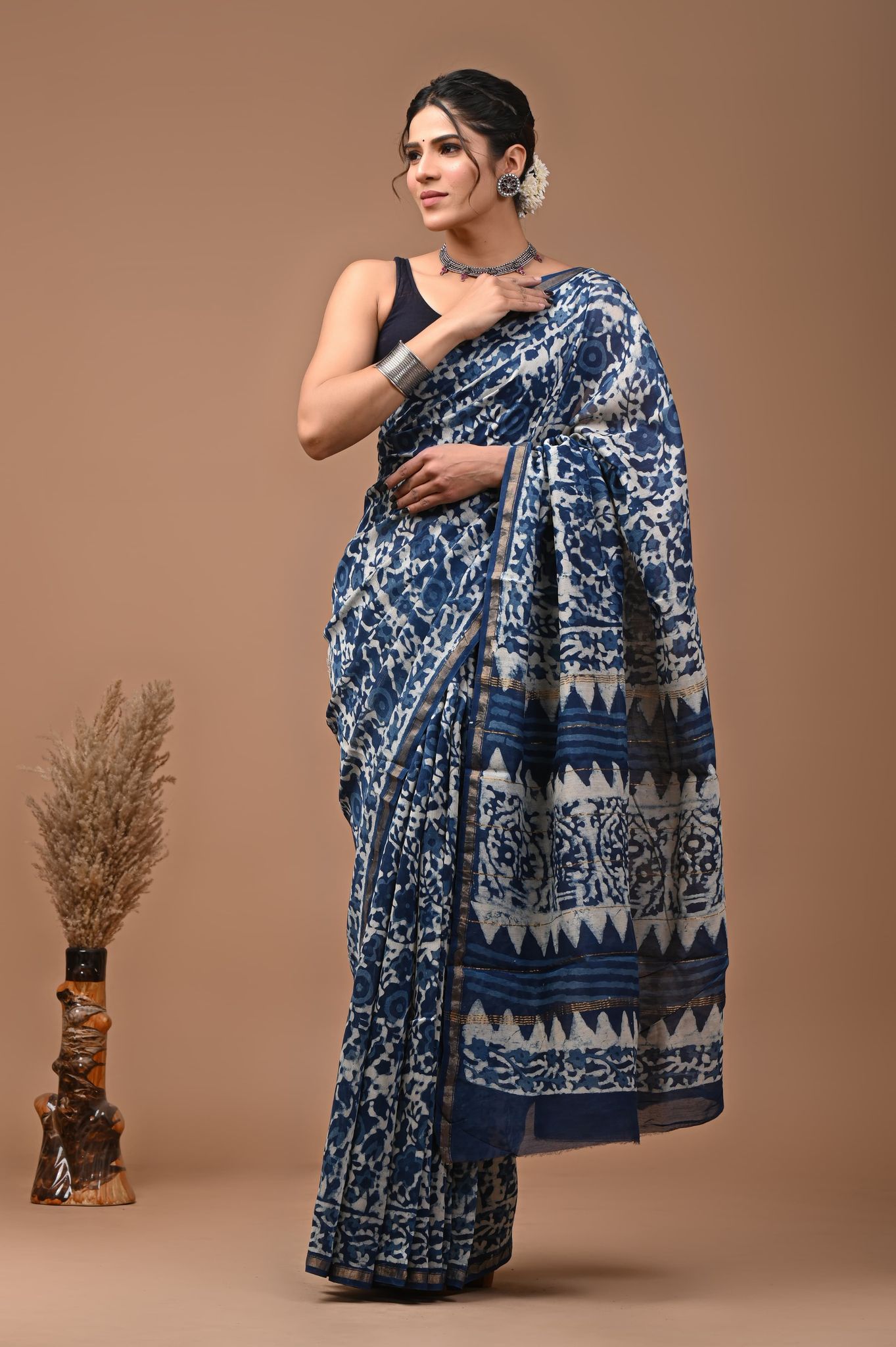 JAIPUR HANDBLOCK PRINT Exclusive collection of handblock printed pure chanderi silk sarees with blouse piece.