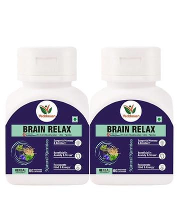 Vaddmaan Brain Relax - 60 Capsules, Pack Of 2 | Brahmi | Shankhpushpi | KSM-66 Ashwagandha | Giloy | Mind Rejuvenation | Cognitive Wellness