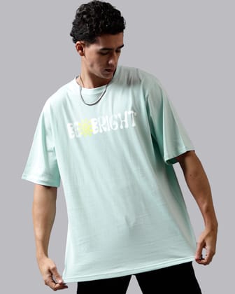 Be Bright Mint Blue Oversized Mens Tshirt-Be Bright Mint Blue Oversized Men's Tshirt - M