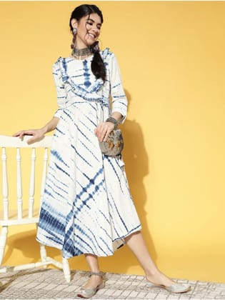 White Shibori Print Dress-42