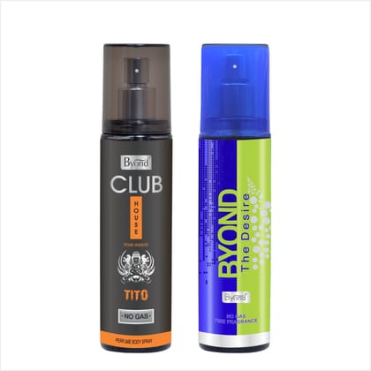 Byond Club House No Gas Deodorant, Unisex Perfume, Long Lasting Deo For Men And Women 24 Hour, Pack Of 2 (Tito & Desire, 120Ml)