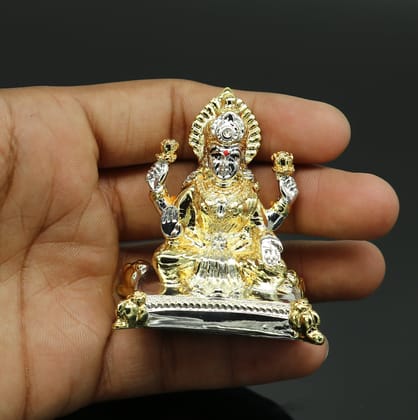 Goddess Laxmi Outside Gold or Silver Covering Inside Wax and Marble Silver Idol W6