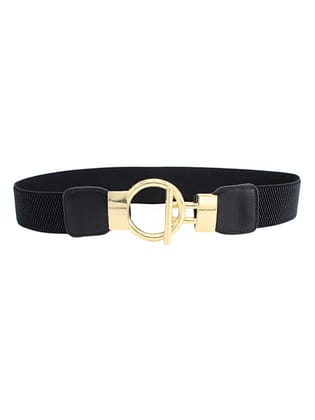 Yellow Chimes Waist Belt for Women Kamarband Black Retro Elastic Stretchy Metal Buckle Kamarband Waist Belt for Women and Girls-Yellow Chimes Waist Belt for Women Kamarband Black Retro Elastic St