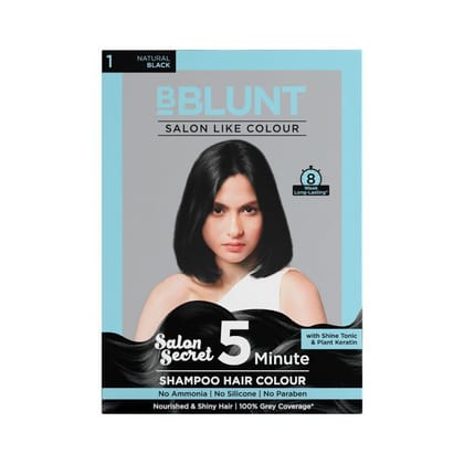 BBlunt 5 Minute Shampoo Hair Colour For 100% Grey Coverage - Natural Black