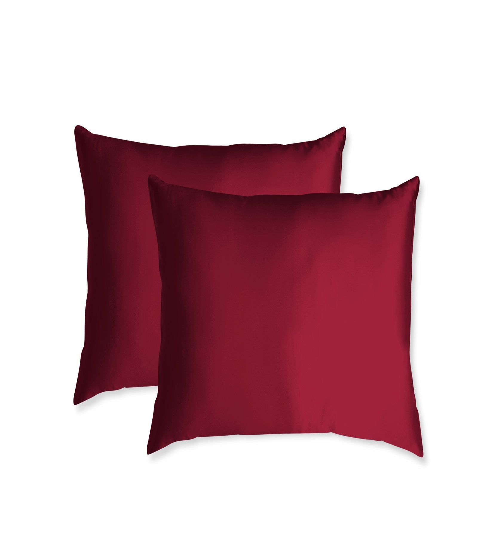 American-Elm Pack of 2 Burgundy Solid Rich Satin Cushion Cover (12x12, 16x16, 18x18 inch)-(12 x 12) Inch