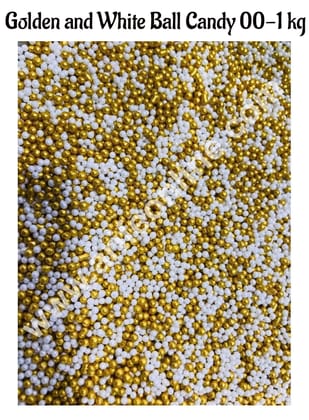 CAKE DECOR™ Sugar Candy - Golden and White Balls Candy- 00 - 1 kg