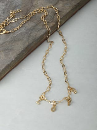 Gold Plated Short Necklace-Gold Plated Short Necklace - Default Title