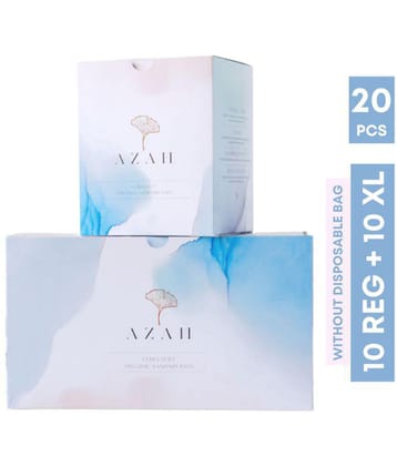 Azah Rash-Free Sanitary Pads for women | Organic Cotton Pads |10 Regular + 10 XL : Box of 20 Pads - with Disposable bags