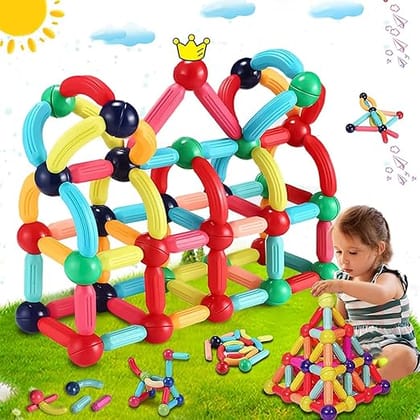 MECHBORN Magnetic Sticks 32 pcs Building Blocks for Kids- Magnetic Toys for Kids Girls Boys Toddlers Educational Stem Learning Magnet Stick with Balls Game Set,Multicolor (Magnetic Stick 32pcs)