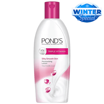 Ponds Triple Vitamin Moisturising Lotion - Silky Smooth Skin, Vitamins B3, E & C, 275 Ml